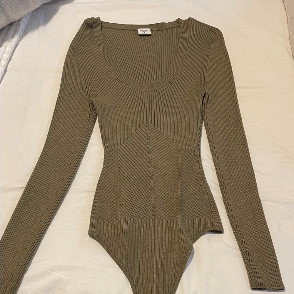 Olive Green Ribbed Bodysuit